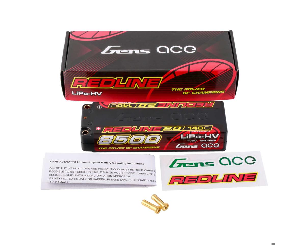 GEA85002S14D5 Redline 2.0 2S LiHV Battery 140C (7.6V/8500mAh) w/5mm Bullets