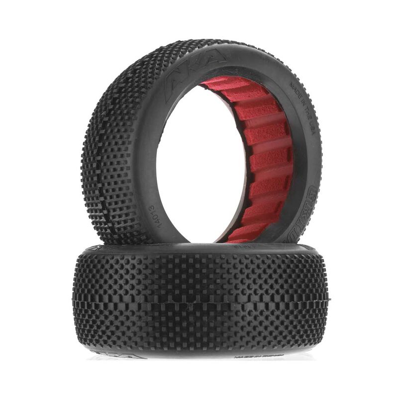 AKA14013XR 1/8 Gridiron II Soft Long Wear Tires, Red Inserts (2): Buggy