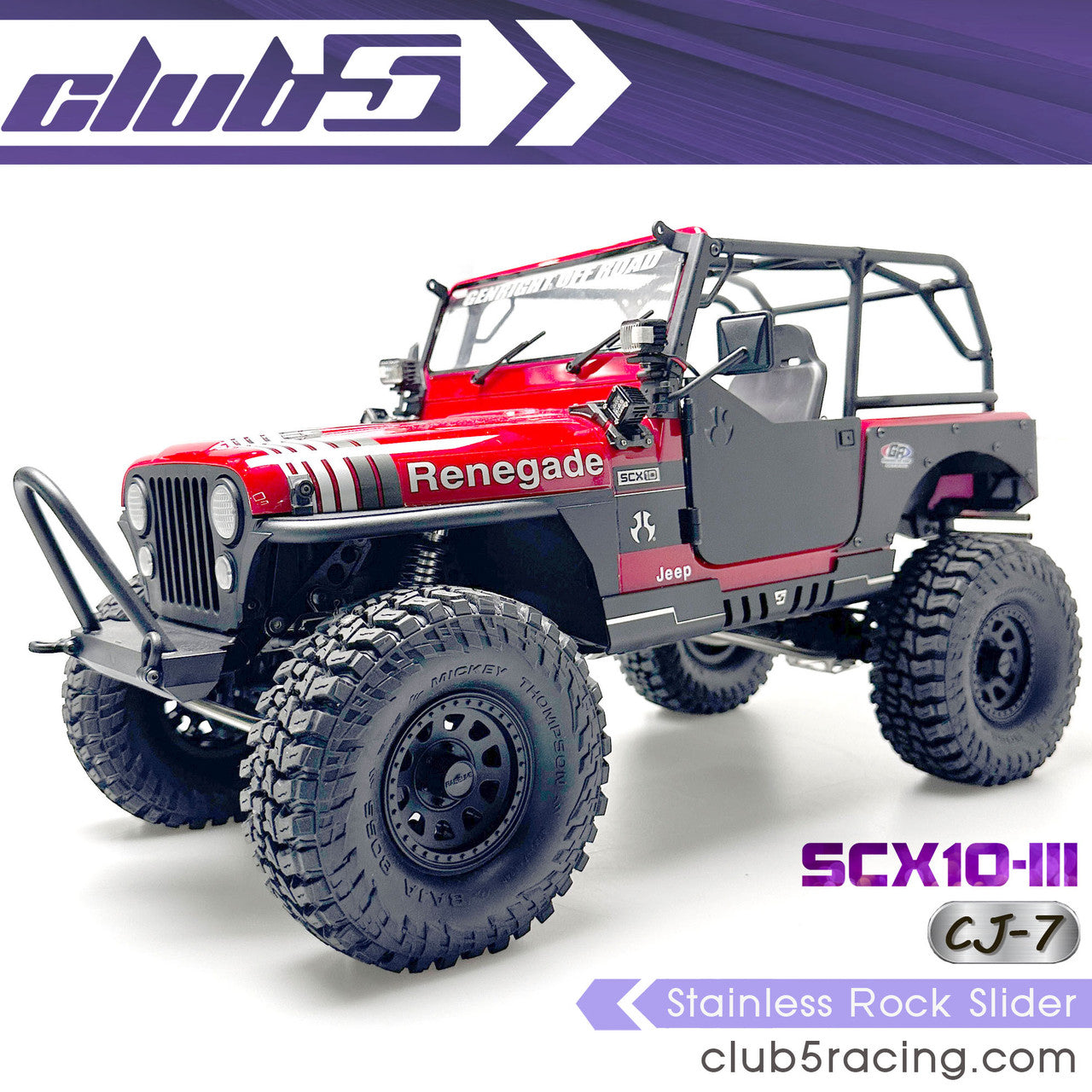 C-AXA-251 Stainless Rock Slider SCX10III Jeep CJ-7