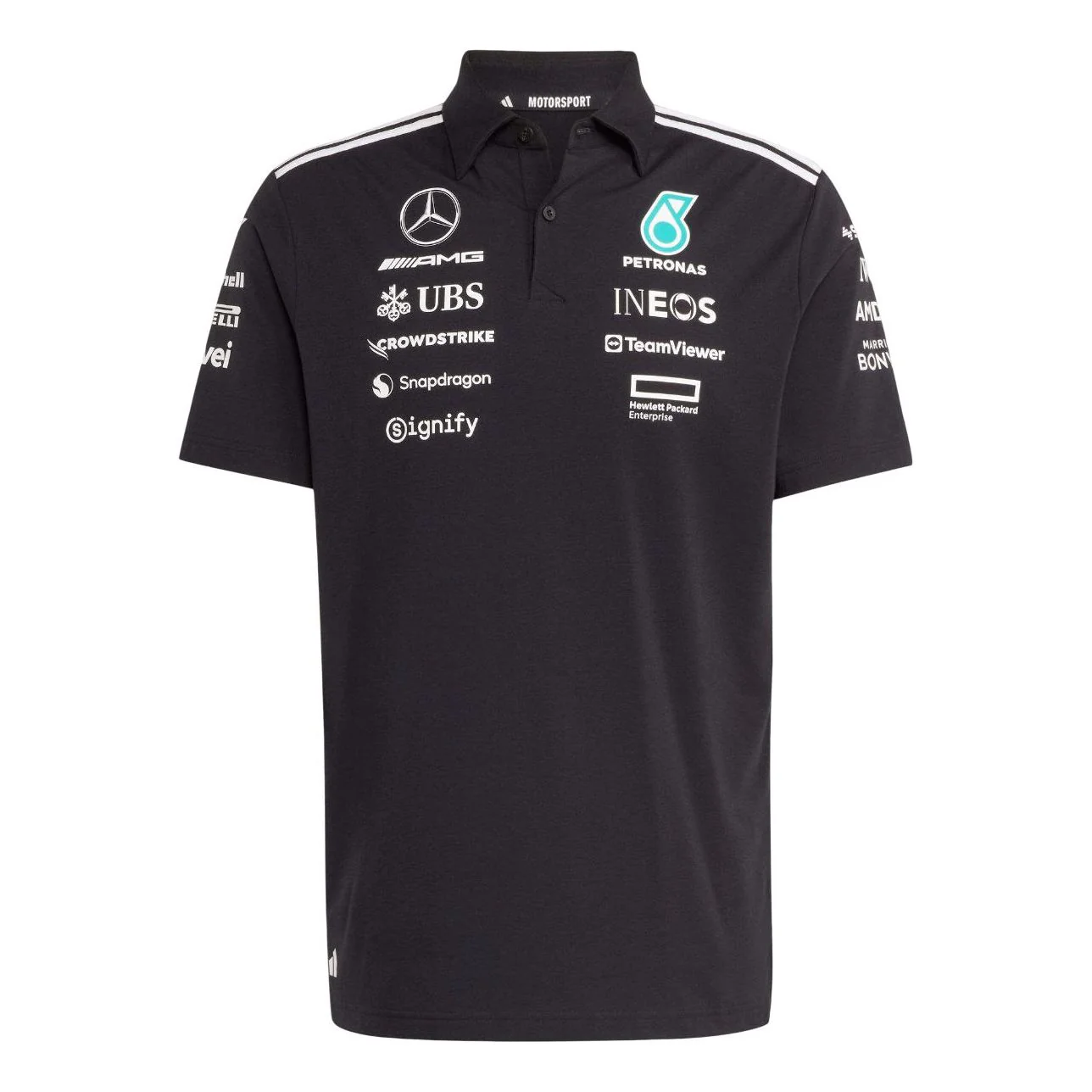 JW5391 Mercedes AMG Petronas Formula 1 2025 Men's Team Polo Shirt - Black -