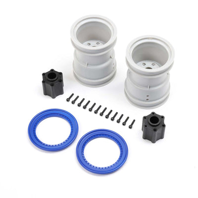 LOS-1815 2.6" Wheel with Beadlock Rings, Blue (2): LMT 2.0