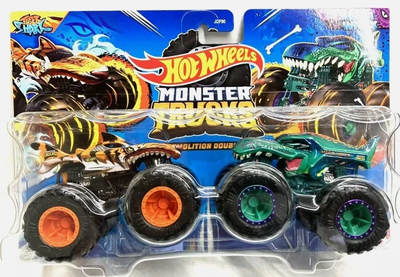 HWJDV82 Hot Wheels 1:64 Monster Trucks 2 Pack HW Tiger Shark and Mega-Wrex