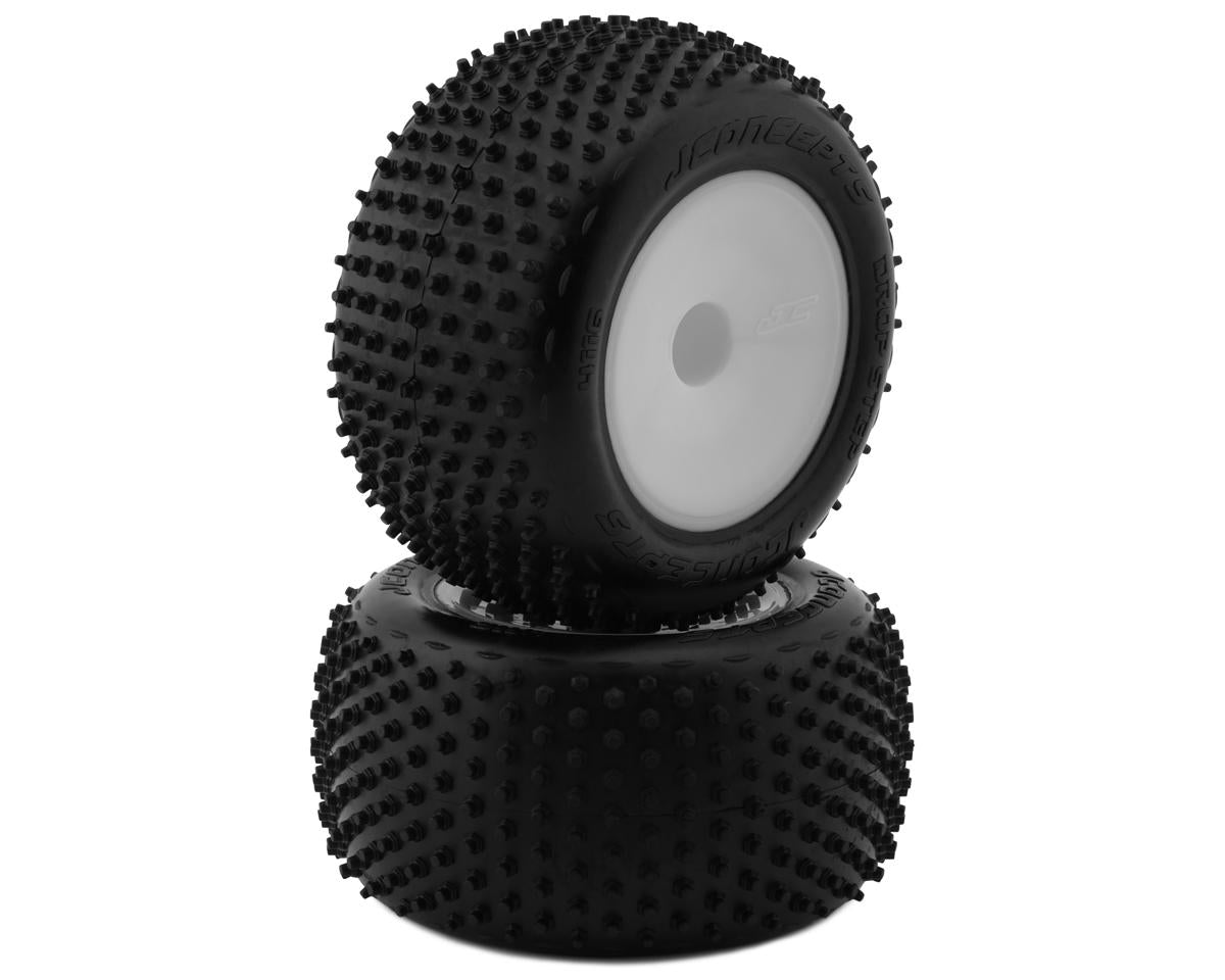 JCO4116-101091 JConcepts 2.2" Drop Step Pre-Mounted 1/10 Stadium Truck Tires (White) (2) (Pink) w/12mm Hex