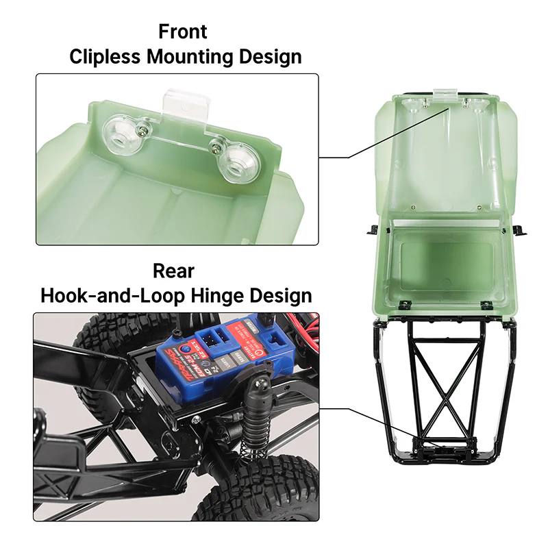 IR40-MG  INJORA IR40 Half Truck Body for 1/18 TRX4M Defender Bronco (Muted Green)