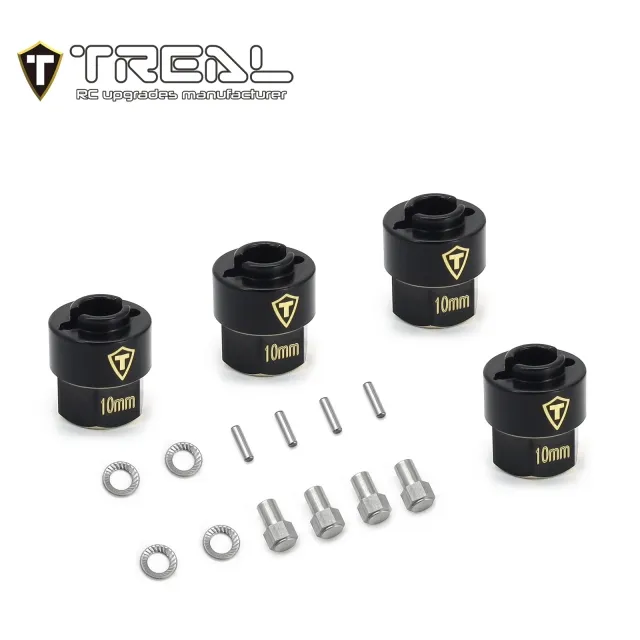 X003K9PC4D TREAL Brass Extended Wheel Hubs 7mm*10mm Hex, 3g/pc (4pcs) for 1/18 TRX4M Defender and Bronco (Black)