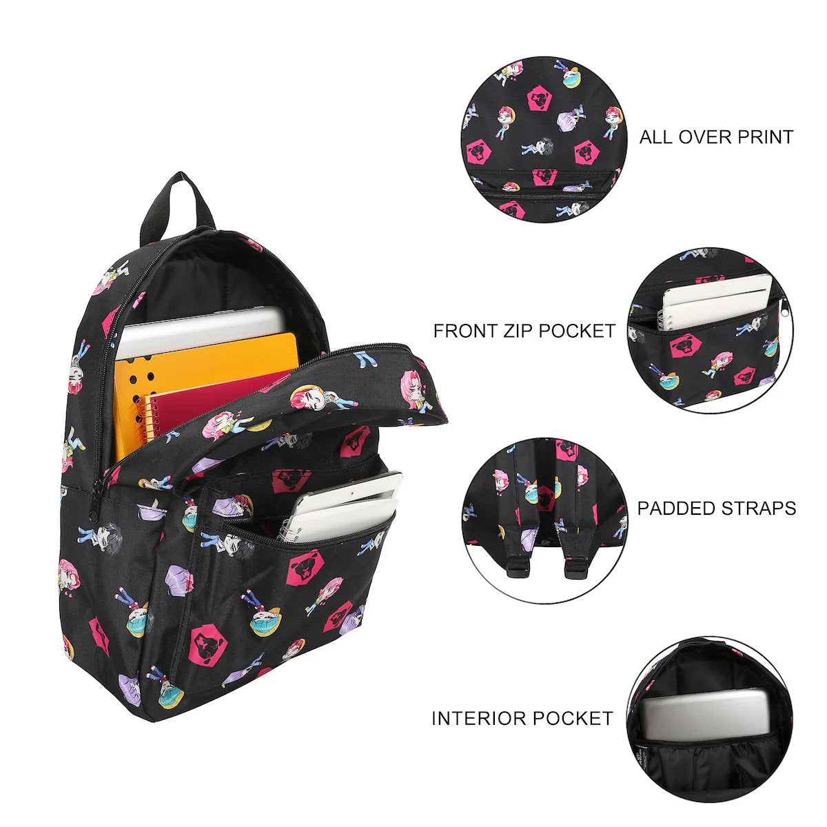 BWBQAA8BV KPop Demon Hunters Chibi Saja Boys 16 1/2-Inch Backpack