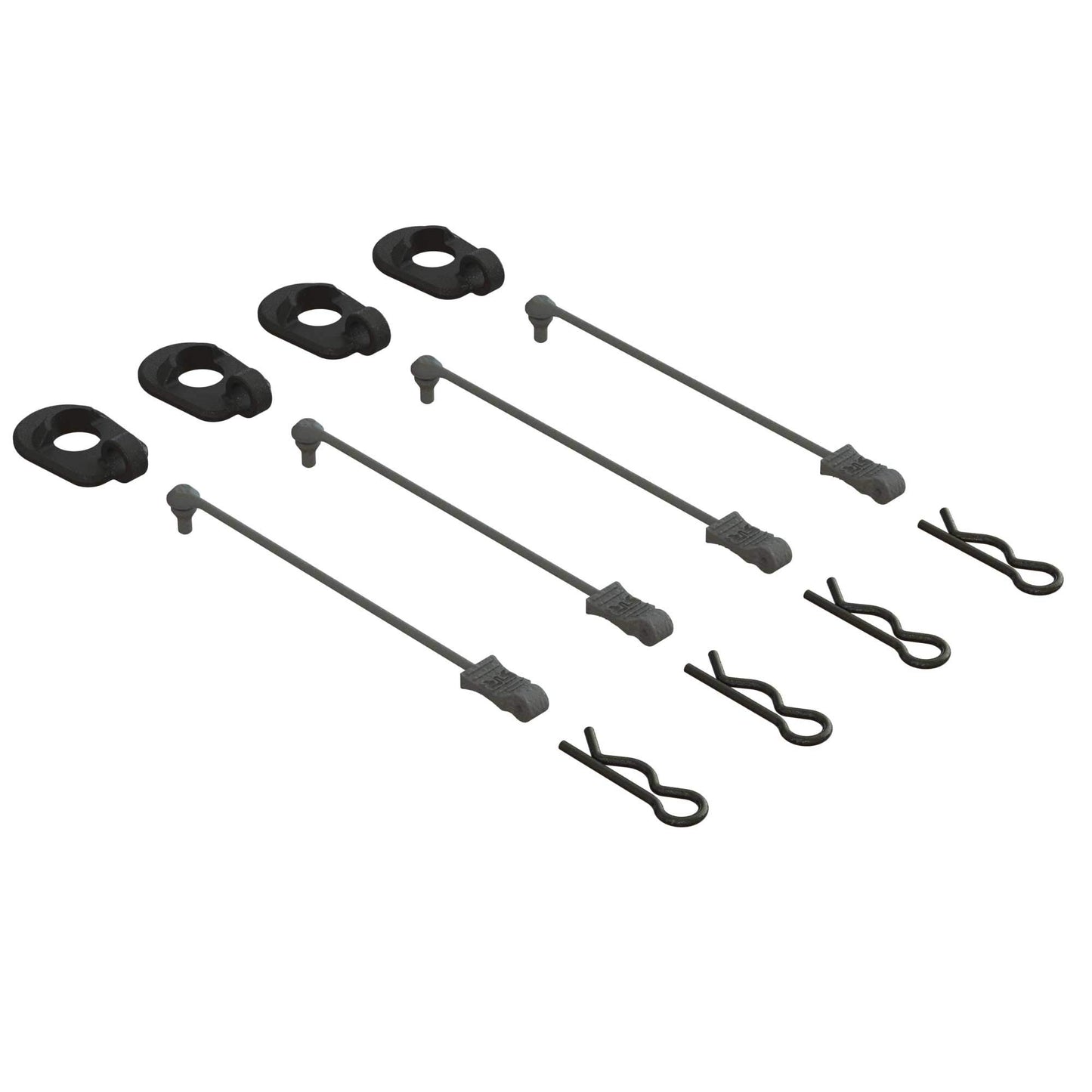 ARA390294 Body Clip Retainers 1/5 Scale (Black, 4)
