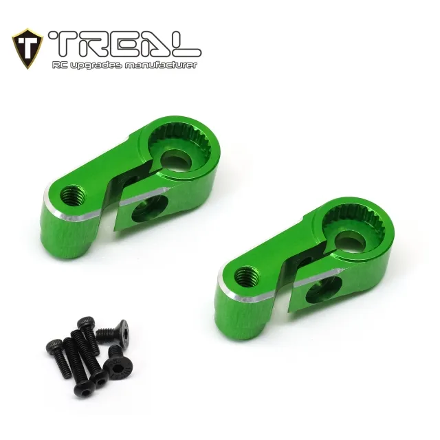X003QXIX2L TREAL Aluminum 7075 Servo Horn 25T Steering Servo Arm (2pcs) for 1/18 TRX4M-Green