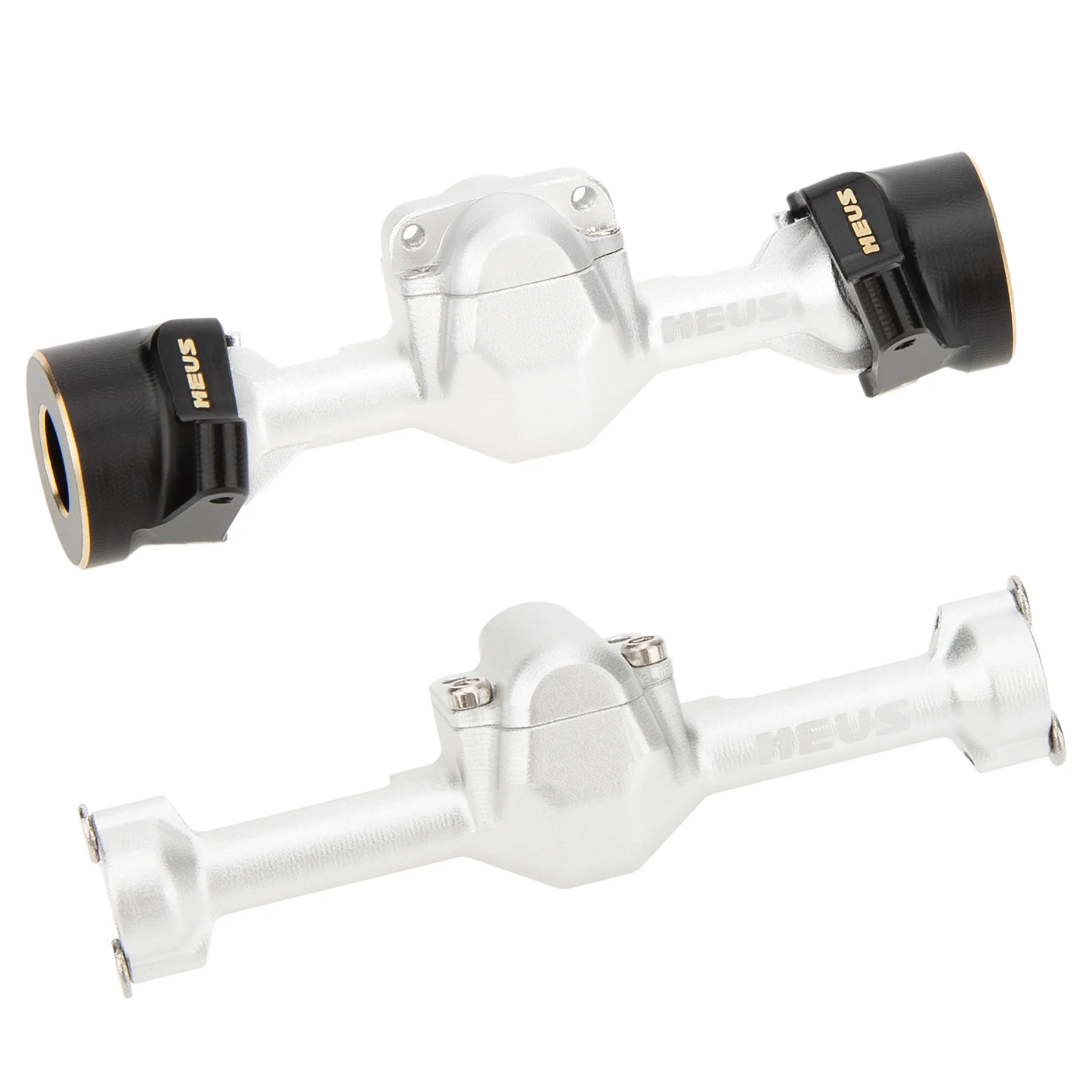 MEUS Racing SCX30 Axle Housing with Diff Covers and Steering Knuckles (Silver)