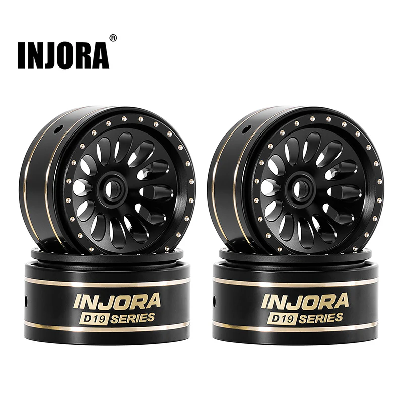 W7005BB-19 INJORA 0.7" D19 Ripple Black Brass Wheels for 1/30 SCX30