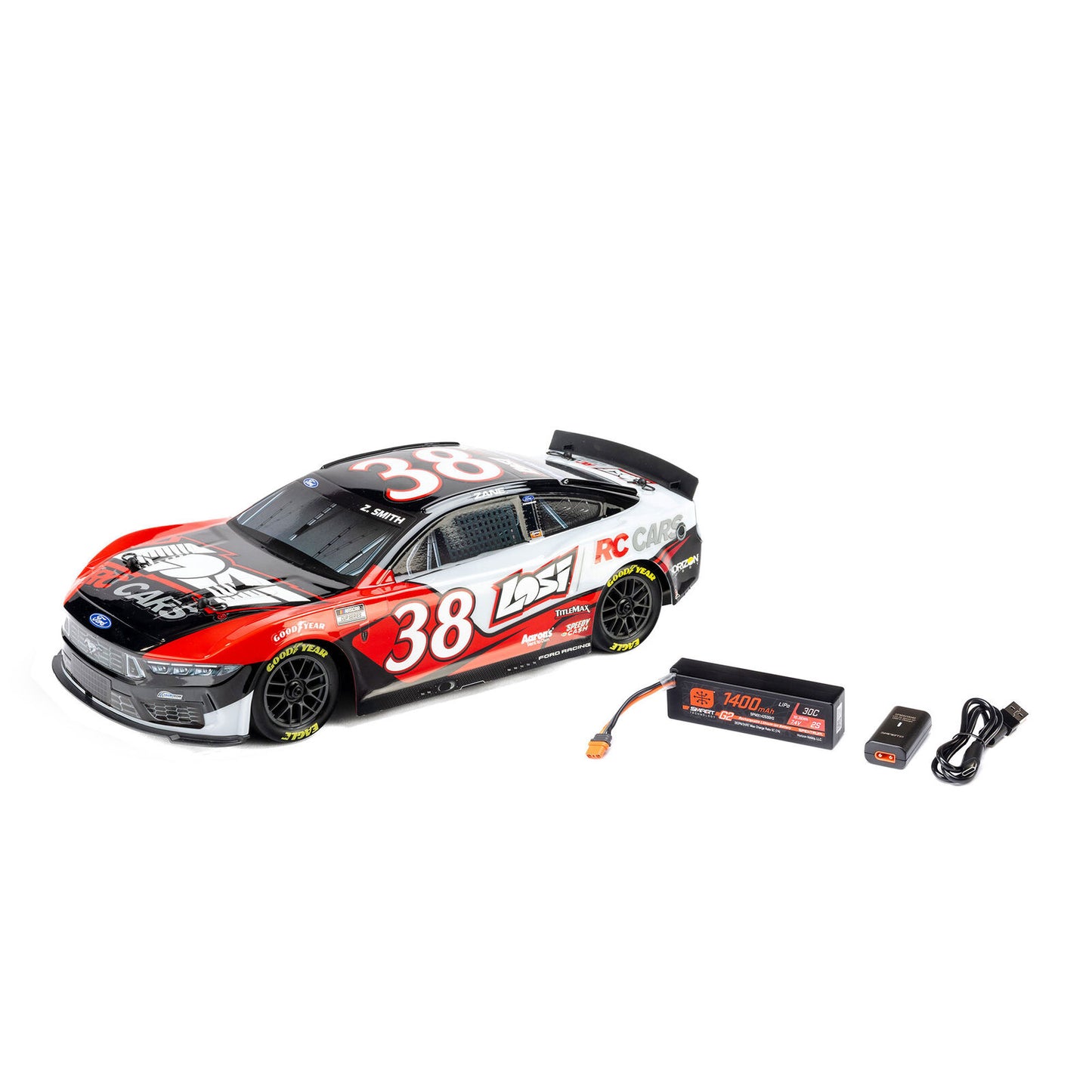 LOS1122638 1/12 Losi NASCAR 2026 Zane Smith No. 38 Ford Mustang (Battery & Charger Included)