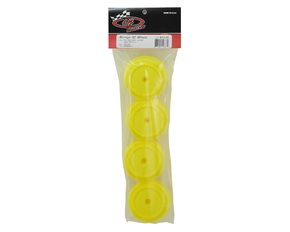 DER-BS4-LY DE Racing 12mm Hex "Borrego" Short Course Wheels (Yellow) (4) (22SCT/TEN-SCTE)