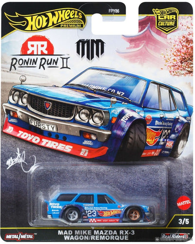 HWJBK50 Hot Wheels Premium Ronin Run II Mad Mike Mazda RX-3 Wagon/Remorque