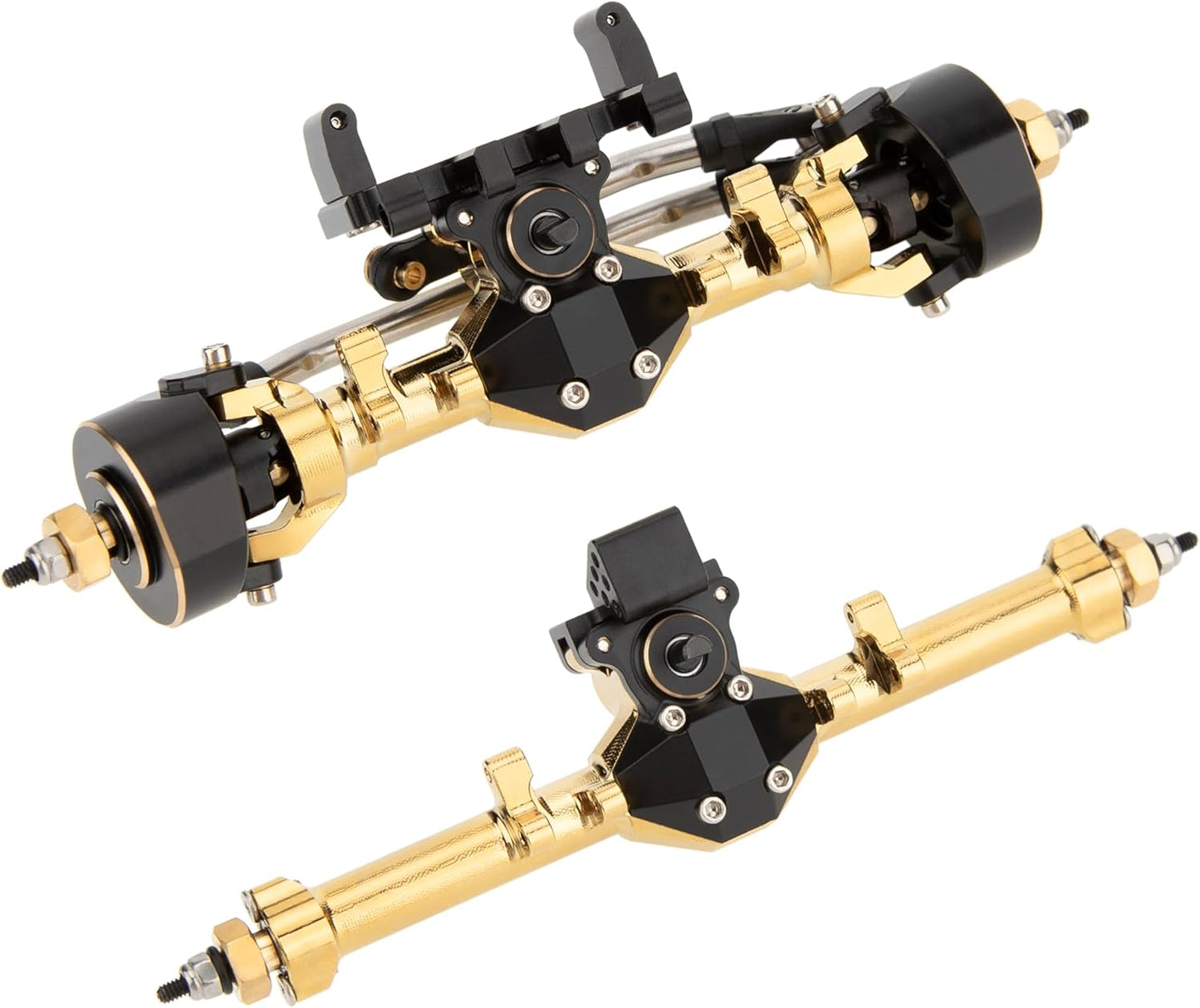 MEUS Racing Isokinetic 3-Section CVD Front and Rear Axles Maximum Steering Angle 52° Wider +5MM for Axial SCX24 (Electroplated Gold)