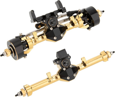 MEUS Racing Isokinetic 3-Section CVD Front and Rear Axles Maximum Steering Angle 52° Wider +5MM for Axial SCX24 (Electroplated Gold)