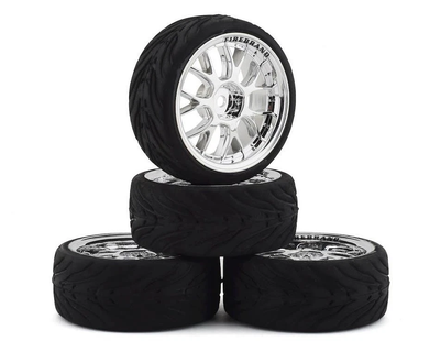 FBR1WHECIN061 Firebrand RC Incinerate RT Pre-Mounted On-Road Tires (4) (Chrome) w/FireFang Tires, 12mm Hex & 3mm Offset