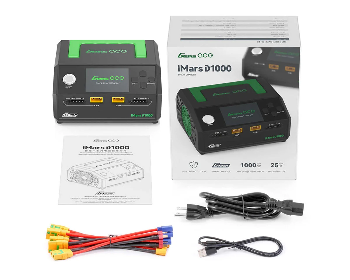 GEAD1000-UB Gens Ace D1000 G-Tech Smart Dual AC Charger (7S/25A) (AC-1000W)