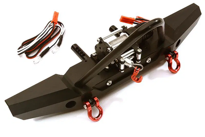 INTC28489BLACK Realistic Front Alloy Bumper w/ Winch & LED 43mm Mount