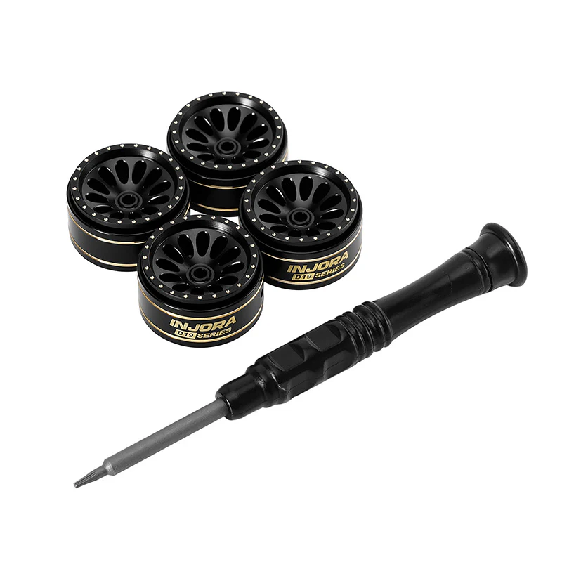 W7005BB-19 INJORA 0.7" D19 Ripple Black Brass Wheels for 1/30 SCX30