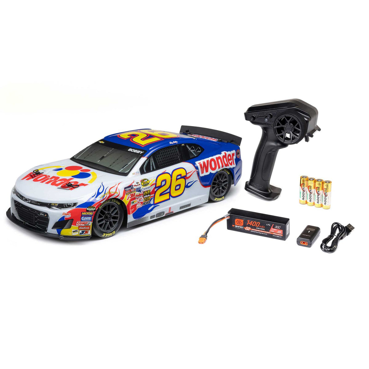 LOSF1122626 1/12 Losi NASCAR Ricky Bobby No. 26 Wonder Bread Chevrolet ZL1 (Battery & Charger Included)