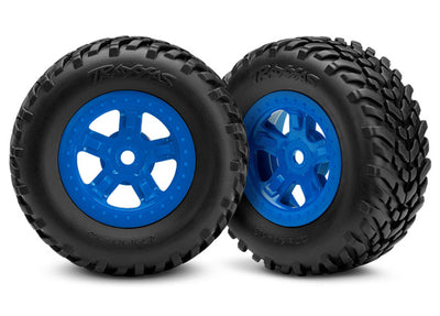 7674 Tires And Wheels, Assembled Glued, For SCT La Trax Prerunner - Blue