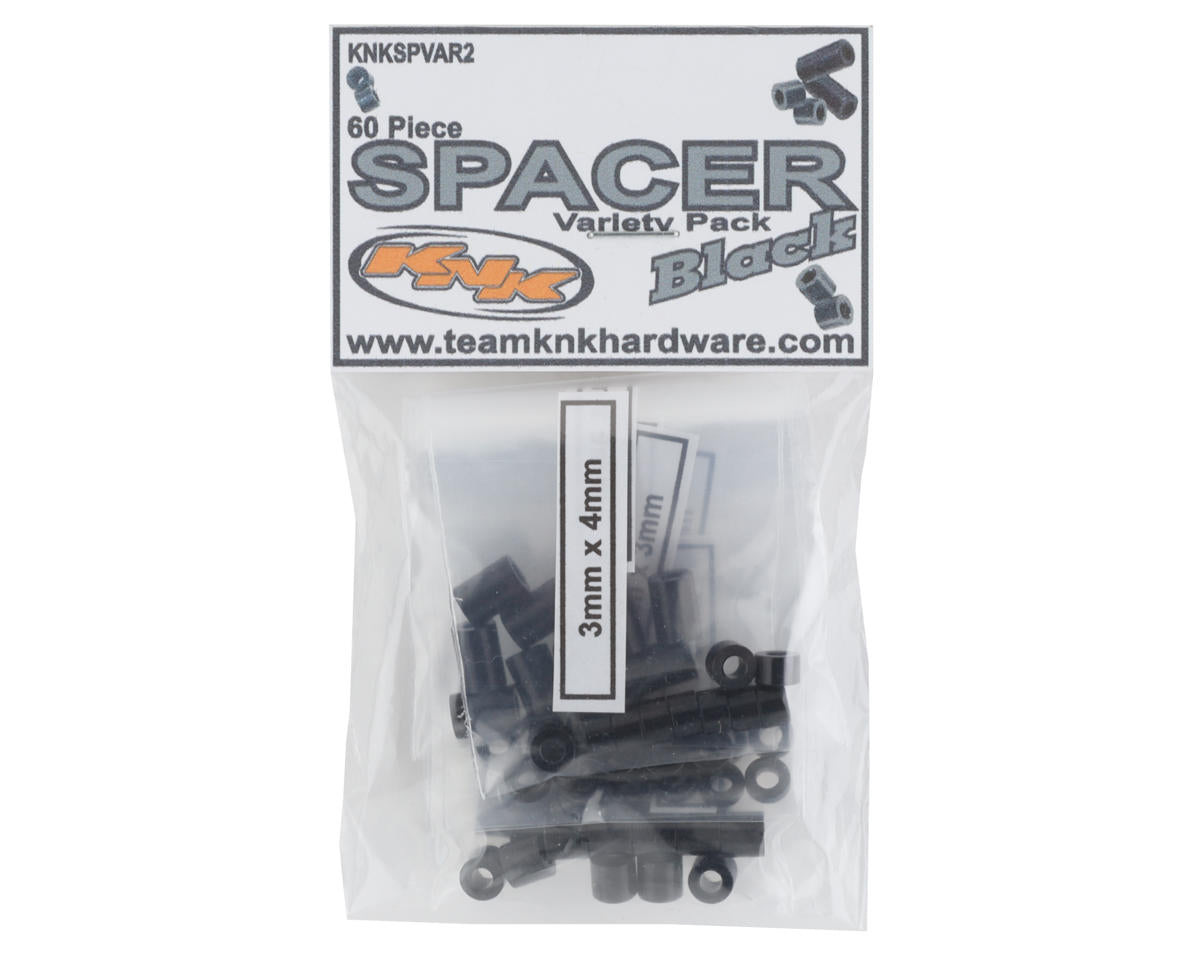 KNKSPVAR2 Team KNK Aluminum Spacer Variety Pack (Black) (60)