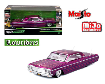 Maisto 32547-PUR 1:26 Mijo Exclusives 1964 Chevrolet Impala SS Lowriders – Candy Purple – Design Lowriders – Limited Edition