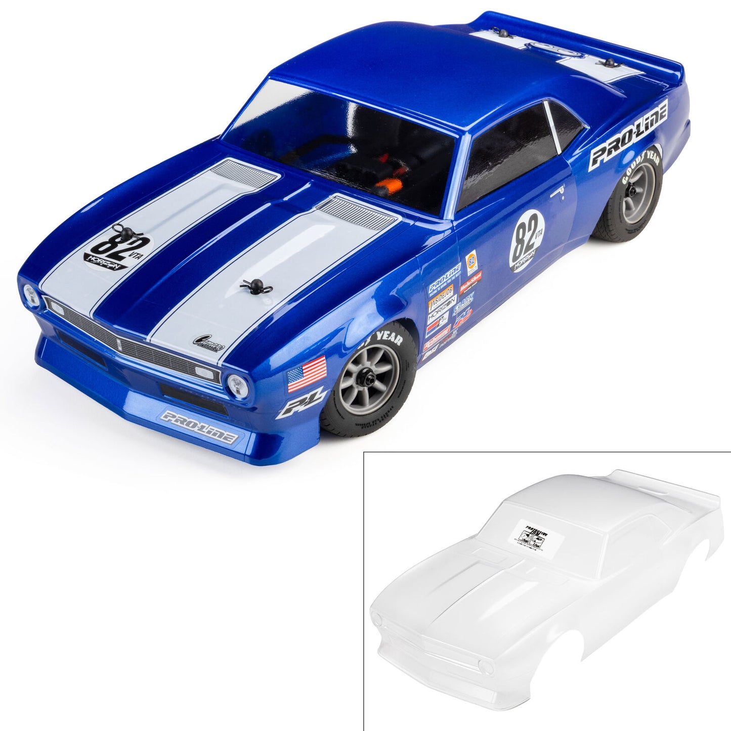 PRO372717 Pro-Line Racing 1/12 Pre-Cut 1968 Chevy Camaro Clear VTA Body: Losi NASCAR® Race Car