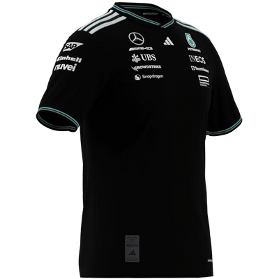 JY2607-XS Mercedes Petronas Formula 1 2025 Men's Team Driver Authentic Jersey - Black