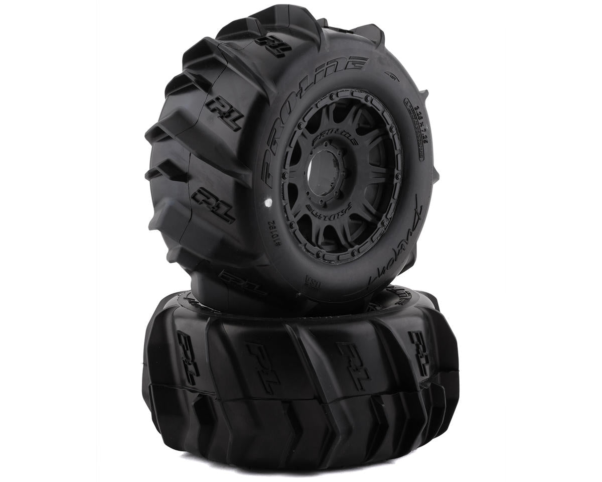 PRO1019210 1/8 Dumont F/R 3.8" MT Tires Mounted 17mm Black Raid (2)