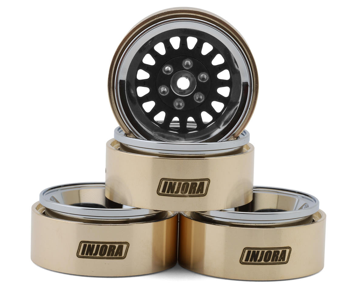 YQW-MW1316BK Injora 1.3" ModuWheel Brass & Aluminum Micro Crawler Beadlock Wheels (Black) (4) (40.5g ea) (-4.05mm Offset)