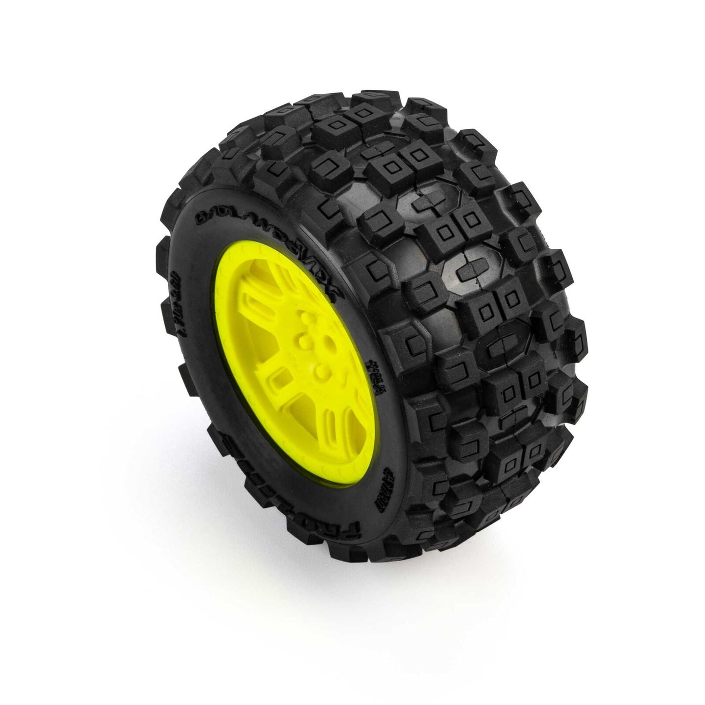 PRO1030112 Pro-Line Racing 1/16 Badlands MX Front/Rear MT Tires Mounted 12mm Yellow Split Six (2): ARRMA MINI KRATON