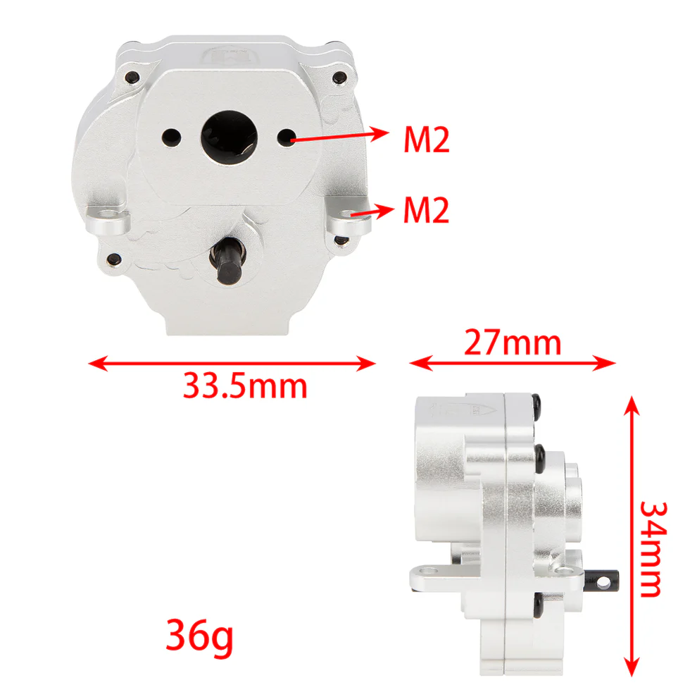 MEUS Racing TRX4M Aluminum Transmission with Steel Internal Gears (Silver)