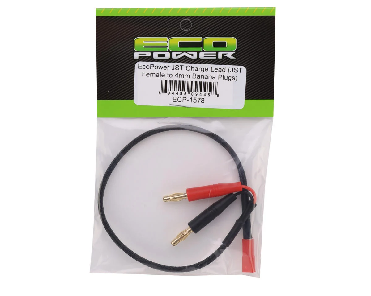 ECP-1578 EcoPower JST Braided Charge Lead (JST Female to 4mm Banana Plugs)