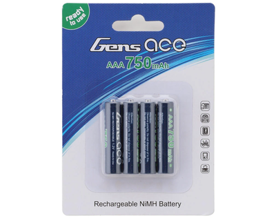 GEANM7501S3A Gens Ace High Power Rechargeable AAA NIMH Battery (1.2V/750mAh) (4) (Mini-Z)