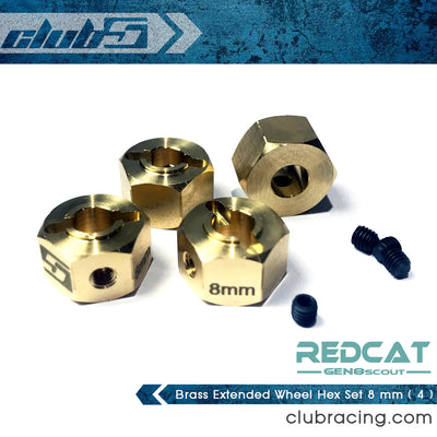 C-Gen8-0030 Brass Extended Wheel Hex Set 8 mm ( 4 ) for Redcat GEN8 / Wendigo