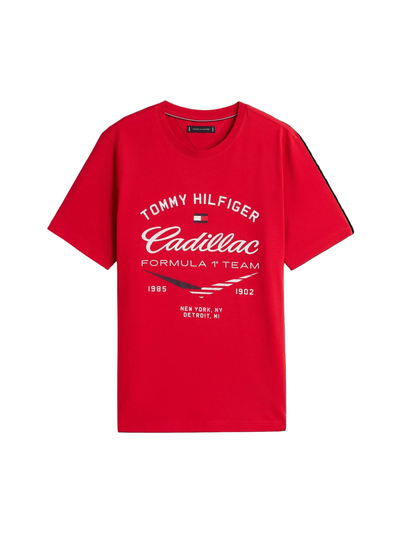 MN00097 Cadillac F1 Racing Varsity Graphic T-Shirt - Red