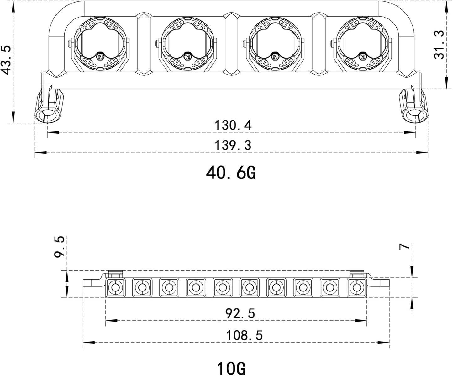 MEUS Racing RC LED Round Roof Light & High Mounted Tail Light For 1/10 Vanquish H10 Optic