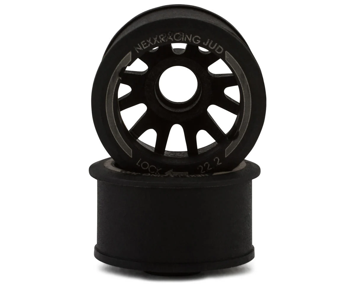 NX-USA-EVO-R+2 NEXX Racing Mini-Z "JUD" EVO Rear Threaded Side-Wall RWD Carbon-Fiber Rims (2mm Offset) (Black) (2)