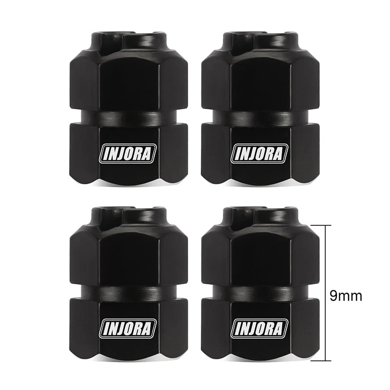 4M-60-9BK  INJORA 9mm(+5mm) Extended Wheel Hexes for 1/18 TRX4M