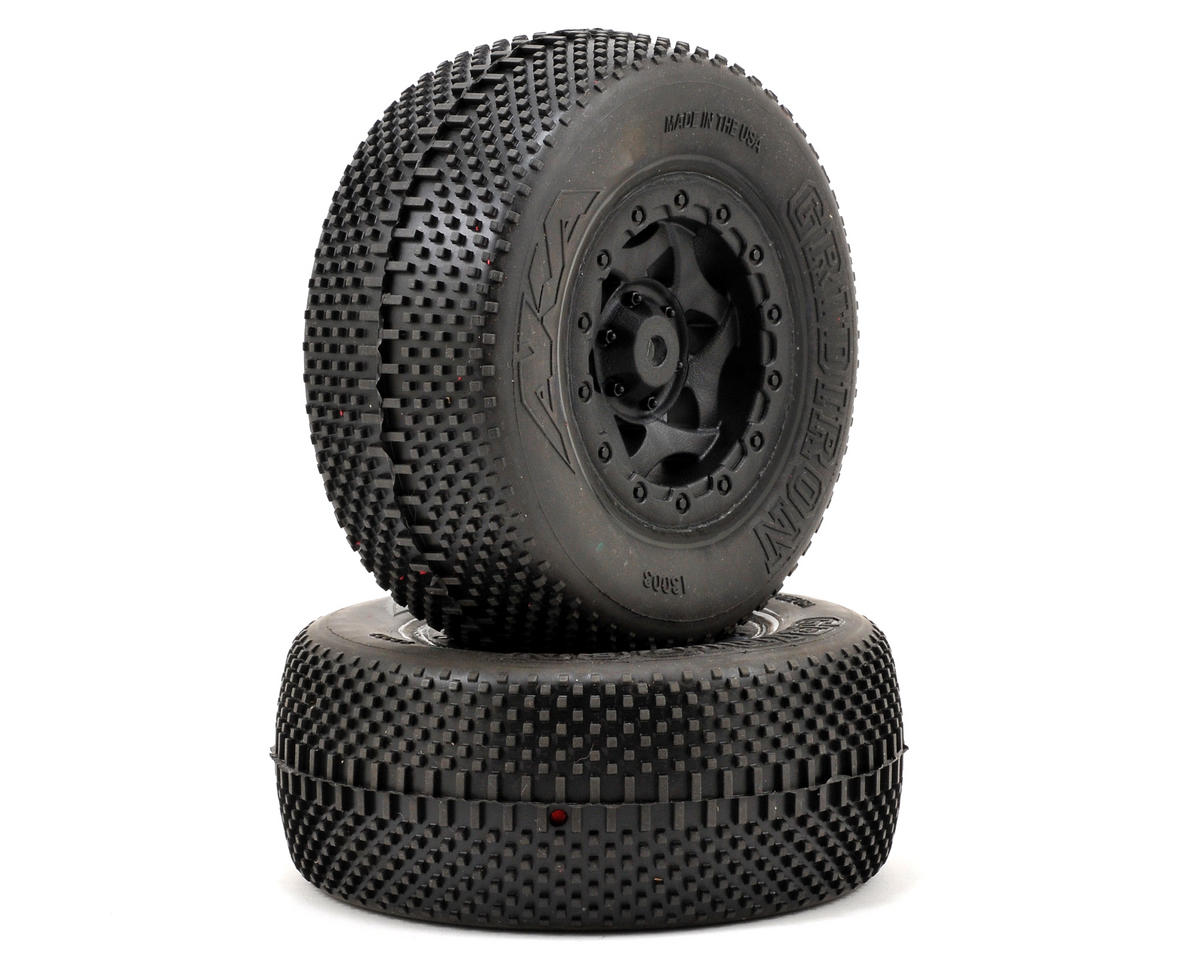 AKA13003RE Gridiron SC Pre-Mounted Tires (TEN-SCTE) (2) (Black) w/12mm Hex