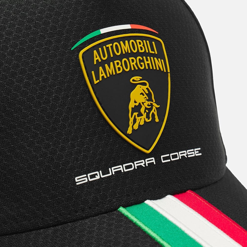 400023320001 Automobili Lamborghini Squadra Corse Tri-Color Italian Flag Hat - Black