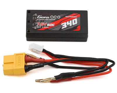 GEA3402S60D2 Gens Ace 2S 60C Hardcase Shorty LiHV Battery (7.6V/340mAh) w/2mm Bullets