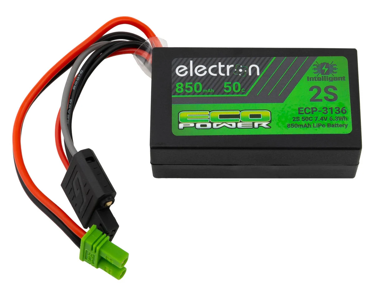 ECP-3136 EcoPower "Electron" 2S 50C Intelligent LiPo Battery w/EC2 Connector (7.4V/850mAh) (For: Losi™ Minis)