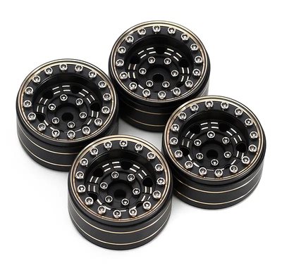 INTC33028 Brass Alloy Machined Beadlock Wheels (4) 45g Each 1/18