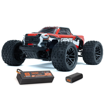 ARA2102 1/18 GRANITE GROM 4X4 RTR Brushed Monster Truck (Battery & Charger Included) Red
