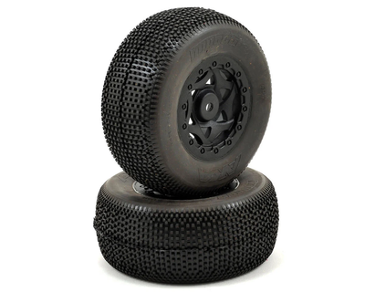 AKA13017WRE Impact Wide SC Pre-Mounted Tires (TEN-SCTE) (2) (Black) w/12mm Hex