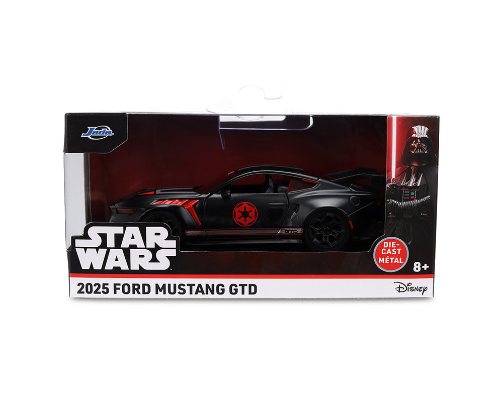 Jada 37698 1:32 2025 Ford Mustang GTD Darth Vader Theme – Matte Black – Disney Star Wars – Hollywood Rides