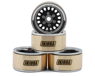 YQW-MW1016BK Injora 1.0" ModuWheel Brass & Aluminum Micro Crawler Beadlock Wheels (Black) (4) (21g ea) (-4.4mm Offset)