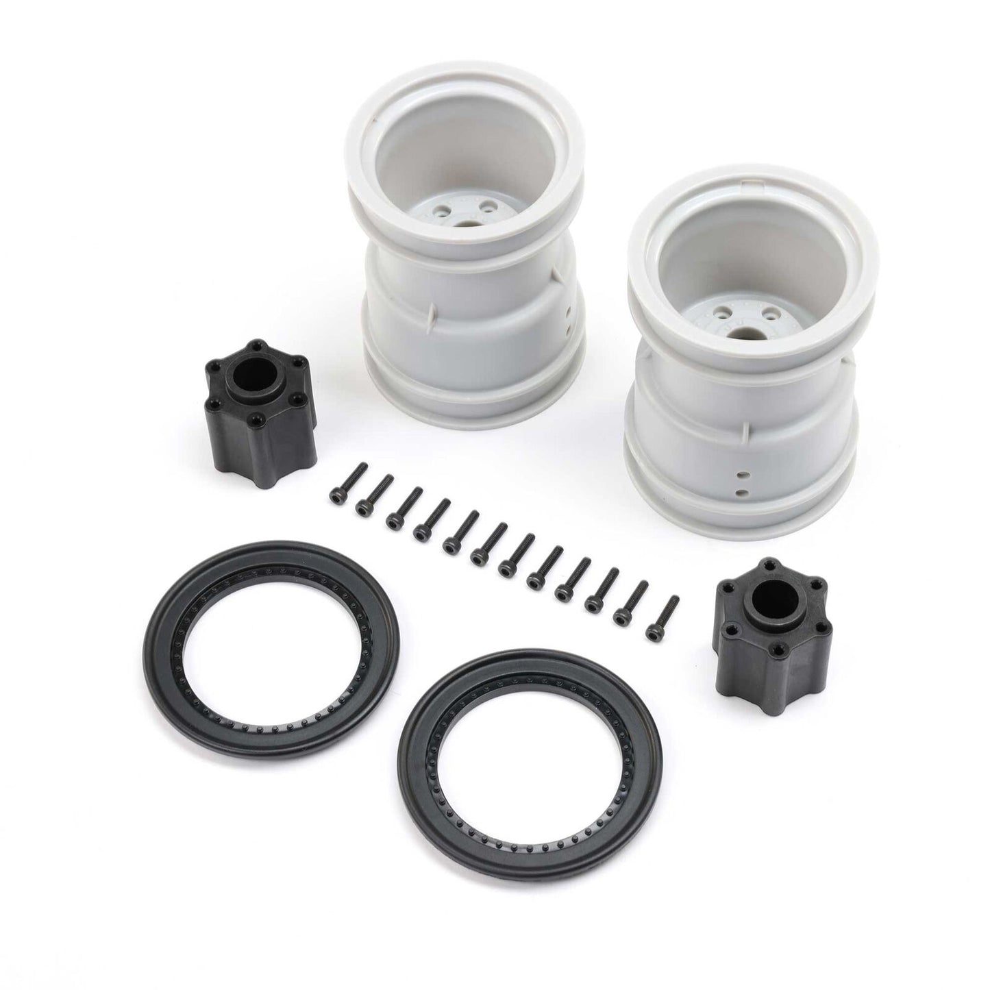 LOS-1816 2.6" Wheel with Beadlock Ring, Black (2): LMT 2.0